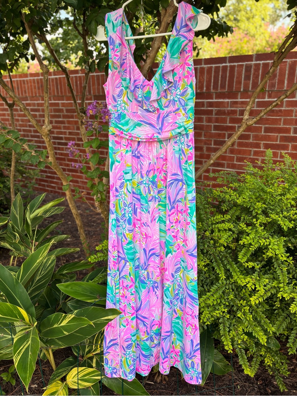 LILLY PULITZER Mirella Maxi Dress “It Was All A Dream” Floral V Neck Size M - Picture 2 of 12